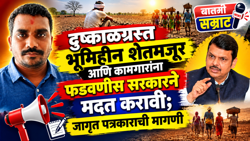 दुष्काळग्रस्त भूमिहीन शेतमजूर आणि कामगारांना फडवणीस सरकारने मदत करावी; जागृत पत्रकाराची मागणी